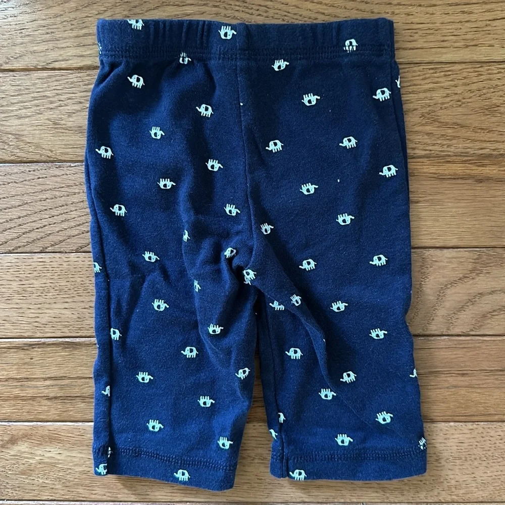 🐘 CARTER’S matching Set - Blue elephants top & pants 3 months boy girl baby